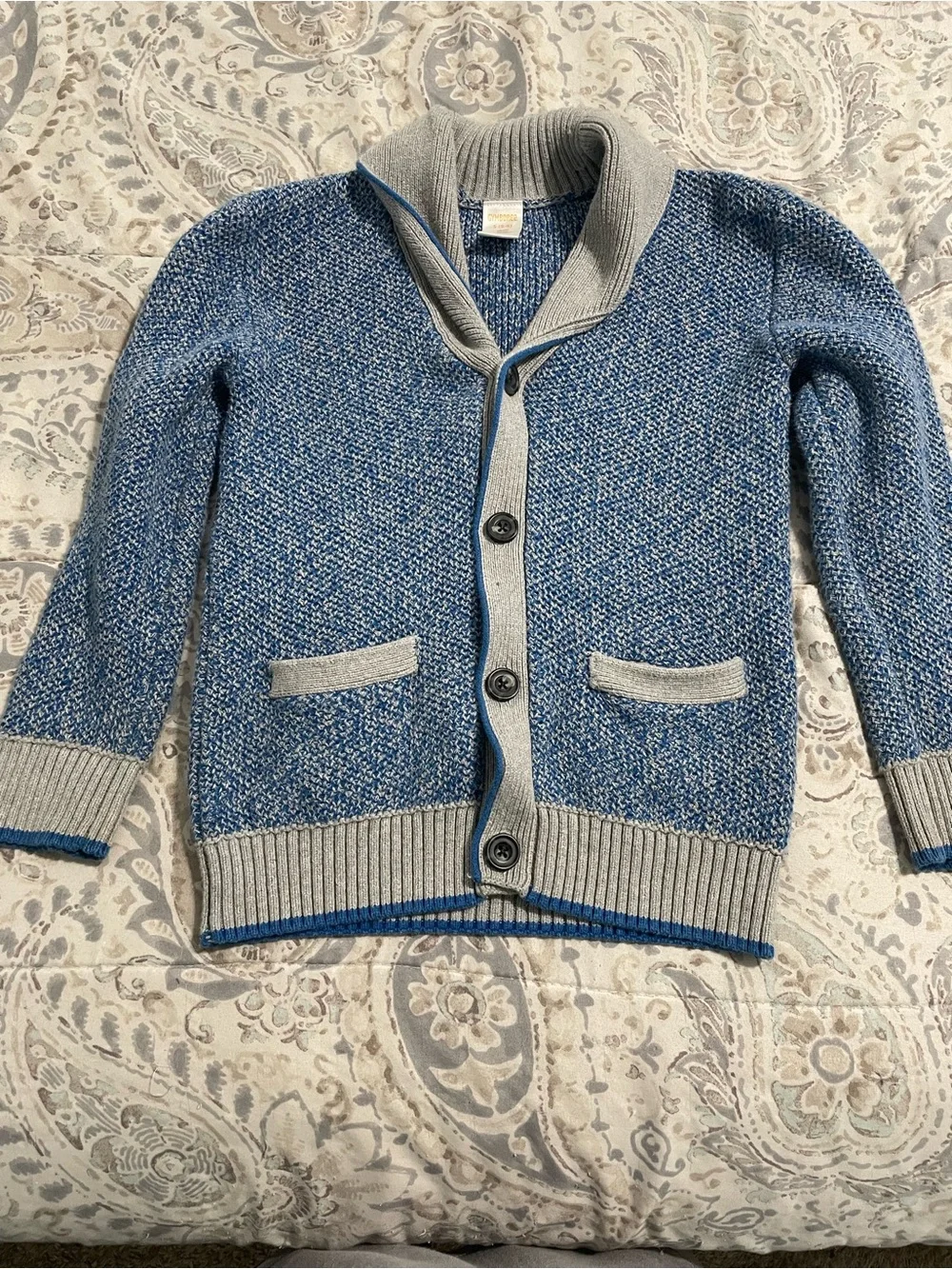 Gymboree Boys Blue and Grey Cardigan